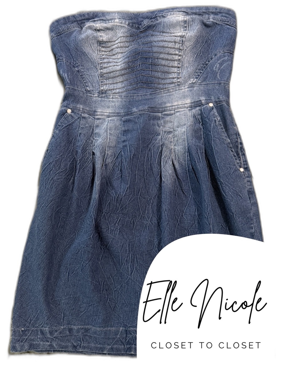 Blue Asphalt Strapless Washed Denim Sundress